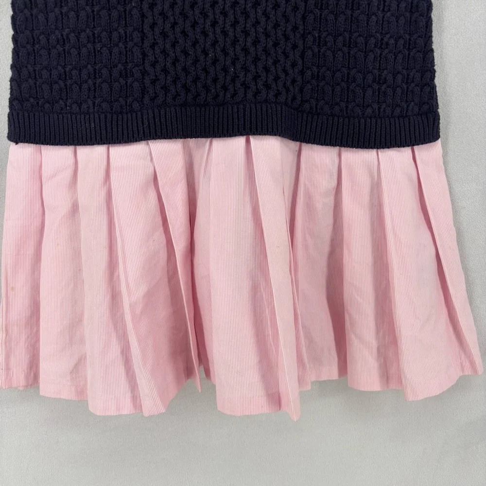 Brooks brothers fleece sweater dress kids girls youth size small navy pink - Picture 6 of 8